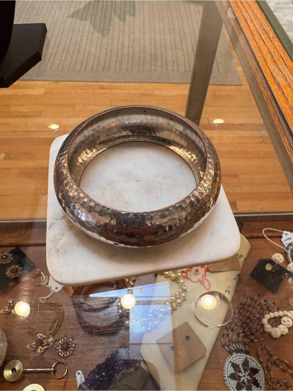 Hammered Metal Decorative Bangle Accent - Silver-Tone